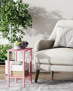 TUTOTAK End Table, Side Table, Nightstand, 2-Tier Storage Shelf, Sofa Side Table for Small Space, Living Room, Bed Room Pink TB01BP034 - color: Pink