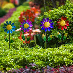 4 Pack Wind Spinner Outdoor,Waterproof Metal Flowers Windmill,Pinwheels for Yard and Garden, Flower Wind Sculpture & Spinner for Patio Lawn Decor - size: Sunflowers-4Pack
