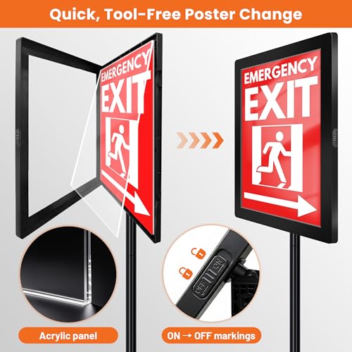 2 Pack Sign Holder Stand 8.5x11 Inch - Pedestal Floor Standing Sign Holder with Adjustable 360° Rotating Plastic Frame, Standing & Poster Sign Stand for Business, Mall, Schools, Restaurants - color: Black, size: Sign Holder Stand 8.5x11 – 2 Pack