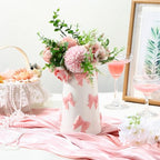 Chunful Embossed Pink Bow Ceramic Vase for Home Decor 7.1 Inch Cute Coquette Gifts for Women Girls Mother's Day Modern Decorative Bouquet Flower White Vases for Living Room Table - style: Pink Bow