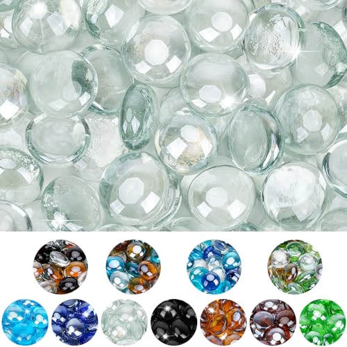 Mr. Fireglass 10 Pound Fire Glass Beads, 1/2" Reflective Round Fire Glass Drops for Fireplace Fire Pit & Lanscaping, High Luster Crystal Ice (Pack of 2) - color: Crystal Ice, size: 1/2 inch, 10 Pounds (Pack of 2)