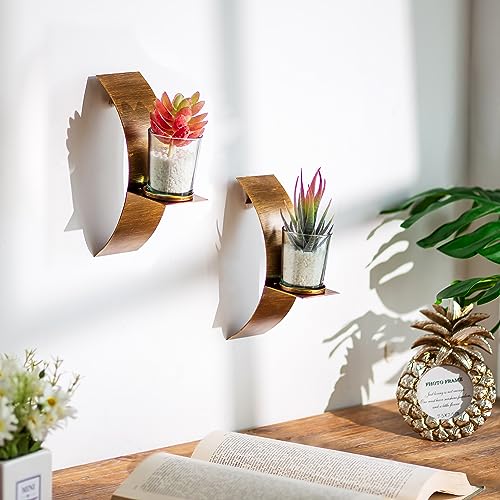 Sziqiqi Rustic Wall Candle Holder for Tealight Candles - Rustic Gold and Bronze Wall Mounted Candle Sconces Decorative Metal Wall Decor for Bathroom Hallway Entryway - color: Brushed Gold Bronze
