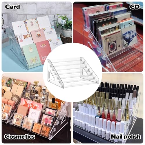 2 Pack 7 Tier Acrylic Card Display Stand, 7-tiers Versatile Display for Trading Cards,Greeting Card Display Stand,Portable Display Rack Holder for Graded Cards, PSA Cards,Sports Cards, Business Cards