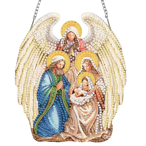 Auremi Angel Diamond Art Hanging Kit for Adult, Special Shaped Rhinestone, DIY Acrylic 5D Christmas Diamond Painting Window Pendants Signs, Home Garden Wall Hanging Ornament - color: Angel