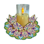 DIY Diamond Art Painting Candlestick Holders 5.71in Mandala Flower Shape Desk Candle Tray Tabletop Ornaments for Wedding Ramadan Party Home Table Centerpiece-Mandala13 - color: Mandala13