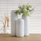 Hosley Set of 3 White Ceramic Honeycomb Vase Tall 12 Inch Medium 10 Inch Short 8 Inch High Each. Ideal Gift for Wedding Special Occasion Dried Floral Arrangements Home Office Spa - color: Honeycomb White