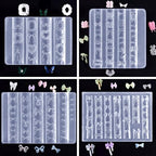 Laza 4pcs Silk Bowknot Silicone Nail Art Molds, Acrylic 3D Bowknot Nail Charms Molds Clear Modeling Templates Silicone Bow Pattern Nail Tools with Sculpture Pen for Salon Nail Design Resin Epoxy DIY - color: Silk Bowknot