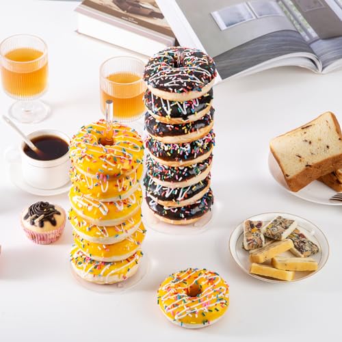 HENABLE 4PCS Acrylic Donut Display Stand Tower - Dessert Table Holder for Donuts, Bagels & Doughnuts - Perfect for Parties, Christmas, Birthday & New Year