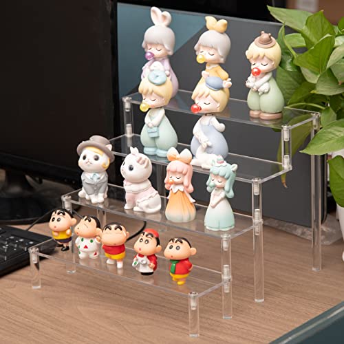 BYCY Acrylic 4-Tier Riser Display Shelf for Figurines, Desserts Holder, Collections Organizer and Cosmetic Items Shelf (4tier-Clear) - color: 4tier-clear