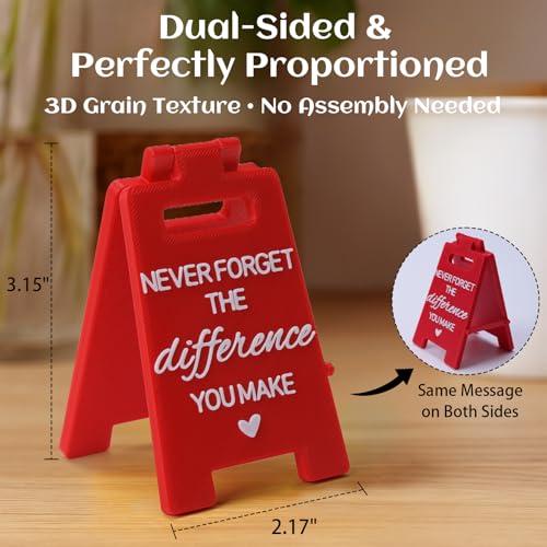 3D Printed Desk Sign, NEVER FORGET THE difference YOU MAKE - Double Sided Inspirational Home Office Decor, Motivational Gift for Coworkers Friends, Teachers, Boss - color: NEVER FORGET
