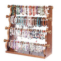 4 Tier Wooden Bracelet Holder, Bangle Watch Necklace Display Storage Antique Bracelet Display Jewelry Holder Stand Display Organizer, Brown 4 Tier Wooden Bracelet Holder - style: 4 Tier Sranding