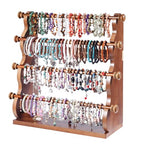 4 Tier Wooden Bracelet Holder, Bangle Watch Necklace Display Storage Antique Bracelet Display Jewelry Holder Stand Display Organizer, Brown 4 Tier Wooden Bracelet Holder - style: 4 Tier Sranding