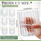 6 Pcs 4 Inch Tall Glass Ribbed Cylinder Vases Clear Floating Candle Flower Vase in Bulk, Hurricane Candle Holder for Wedding Housewarming Gift Table Centerpieces - color: Clear, size: 4 Inch