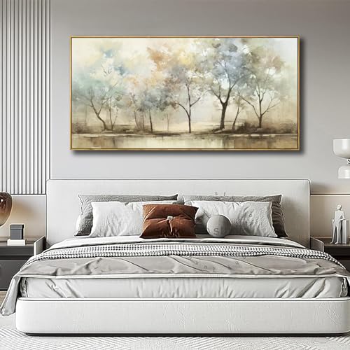 VHMING Abstract Wall Art Artwork Retro Trees Pictures Decor Canvas Painting Framed Ready to Hang Living Room Bedroom and Office Wall Decor 30x60 Inch - color: Light Color, size: 30"L x 60"W