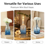 RUCKACE Bud Vases in Bulk 22 Blue Glass Small Vases Flower Vase Bulk for Centerpiece Table Wedding Decorations Home Decor Party(Gradient Blue 22 Pack) - style: Gradient Blue 22 Pack