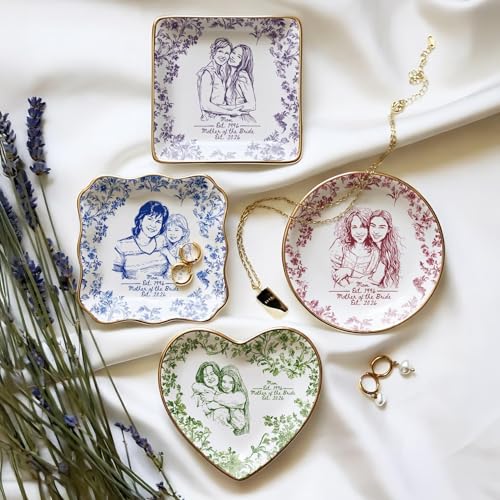 Personalized Mother of The Bride Photo Jewelry Tray, Mother of The Bride Gifts; Personalized Mom Portrait Photo Trinket Tray, Wedding Day Keepsake, for Grandma Mama 9 - color: Jewelry Dish 8