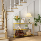 Hoctieon Gold Console Table, 3 Tier Entryway Table, Hallway Table, Narrow Sofa Table with Shelves, Entrance Table for Entryway, Gold and White - color: Gold and White