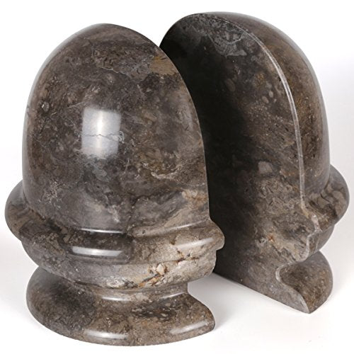 Creative Home Dome-Shaped Solid Marble Bookends – Heavy-Duty Book Ends for Shelves, Home Décor, Office and Classical Interiors, Modern Charcoal Marble Living Room Décor, Set of 2 - style: Ice Cream Bowl Shaped