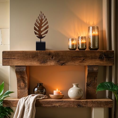 Decozen Solid Wood Leaf Sculpture, Gift for Mom, Home Decor, Living Room, Boho, Coffee Table, Centerpiece Table Decorations, Mantle, Bathroom Shelf, Farmhouse, Christmas Decorations - color: Leaf 2