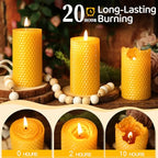 6 Pack Natural Beeswax Pillar Candles,Handmade Pure Beeswax Rolled Candles-120 Hours Long Burning,Honeycomb Bees Wax Candle for Home, Prayer,Dripless Smokeless Unscented Pillar Candle 2x4in - color: 2x4in, size: 6pcs