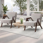 INZOY Mid Century Modern Accent Chair with Wood Frame, Upholstered Reading Armchair with Soft Linen Fabric, Accent Chair for Living Room Bedroom Apartment, Easy Assembly, Mocha - color: Chenille Mocha