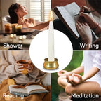 Mini Taper Candle Meditation Candles,White 20 Minute Prayer Candlestick Dripless Beeswax Candles with Brass Candle Holder for Yoga & Spiritual Rituals,30-WHI - color: MCBEE30PC-WHITE
