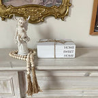 Decorative Books for Home Decor, White Faux Books for Decoration, Rustic Farmhouse Stacked Display Books with 52in Wood Bead Garland for Coffee Tables Living Room, (Home Sweet Home) - style: Home Sweet Home
