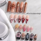 Fcozpjk Hard Gel for Nails, 4 Colors Solid Builder Gel Kit with Silicone Carving Mold Clear Pearly White Brown Nude Pink 3D Sculpting Gels Flower Charms DIY Modeling Design Nail Salon Supplies - color: 01-02-03-04-mold