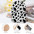 Wooden Bookends 2 Pcs,Black and White Cow Print Heavy Duty Office Book Ends Anti Slip Book Shelf Holder with Metal Base Decorative Book Stands - color: Black and White Cow Print