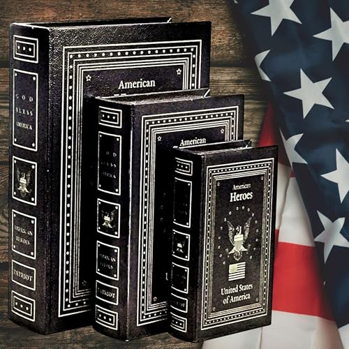 Bellaa 24964 Decorative Book Box Patriotic American Heroes Vintage Hidden Secret Storage Jewelry Keepsake Antique Veteran Police Fire Military Army Navy Healthcare - style: Hero American