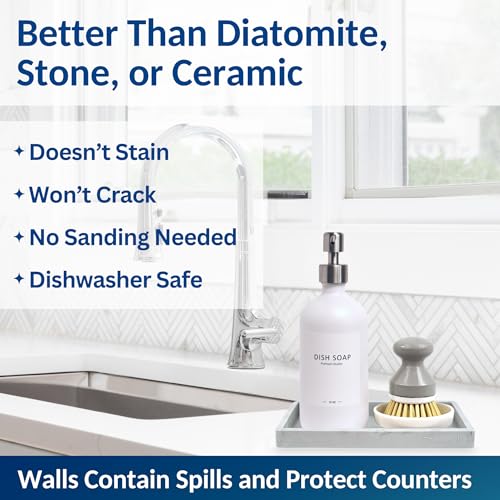 Spacewiser Countertop and Vanity Tray - Small 7.7” Silicone Tray for Soap Dispenser Bottles, Sponge Holder for Kitchen Sink Caddy Organizer, Bathroom Trays, Dish Soap Holder for Kitchen Counter, Keys - color: Marble Design, size: Small 7.7”