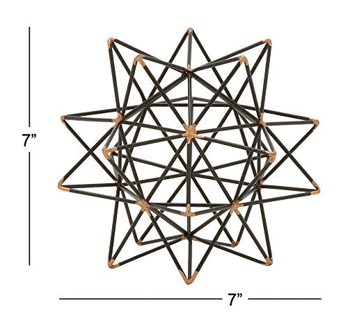 Deco 79 Metal Geometric Decorative Sculpture Home Decor Statue with Gold Accents, Accent Figurine 7" x 7" x 7", Black