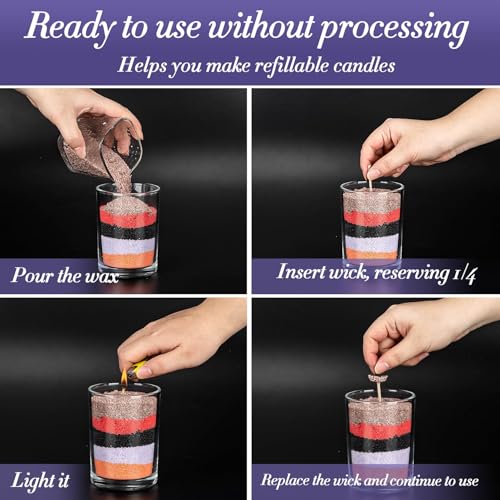 Sukh Candle Sand and Wicks - 430G(0.94lb) Sand Candles with Wicks Purple, Orange, Black, Red, Brown Refillable Candle for Weddings, Parties - color: Mixed Colours 1