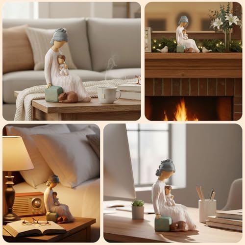 NAN ZAI NAN FANG Grandma Birthday Gifts Thoughtful Valentine Christmas for Grandma 5.9" Resin Sculpture Hand-Painted Grandmother Gifts from Grandkids Statues for Home Decor - style: Grandma and Child
