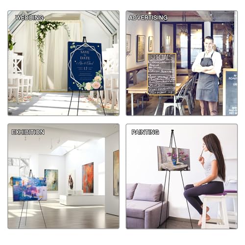 AROIC 63" Easel Stand for Display, 3 Pack Portable Foldable Metal Easel, Easels for Signs Wedding Logos,Arts, Painting,Adjustable Floor Easels with 3 Storage Bag - style: 3P