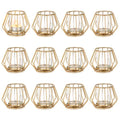 Geometric Tea Light Candle Holders - Wedding Centerpiece for Tables Morden Metal Votive Tealight Candles Stand with Glasses Coffee Home Room Decor Wedding Party Birthday Decoration, Gold 12 pcs