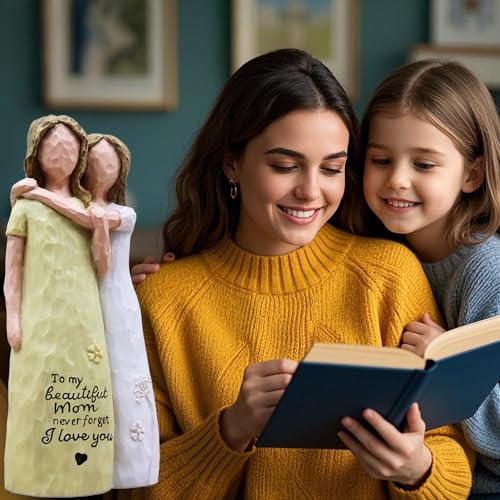 Mom Birthday Gifts from Daughter, Birthday Gifts for Mom from Daughter, Mother Daughter Gift, Mother of The Bride Gift, Sculpted Hand-Painted Figurine(Yellow) - color: Yellow