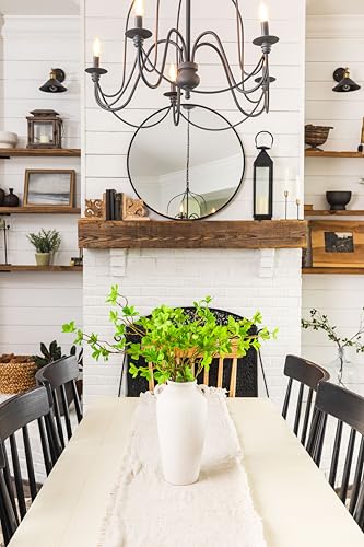 12 Inch Tall White Ceramic Vase, with 5 Branches of 25 Inch Faux Artificial Vibrant Greenery Stems Set, Textured Minimalist Jug, Fake Stem Plants, Decorative Farmhouse, Console Table Centerpiece Decor - color: Sandy White