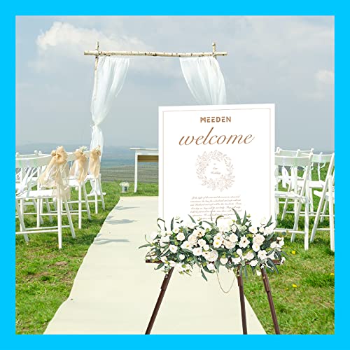 MEEDEN Easel Stand for Wedding Sign: Wood Tripod for Poster Board - Wooden Easel Standing for Display Welcome Picture - style: Walnut Color