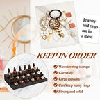 Juexica 18 Fingers Wood Ring Display Wooden Finger Ring Stand for Selling Jewelry Display Holder Showcase for Storage(Black Gray) - color: Black Gray