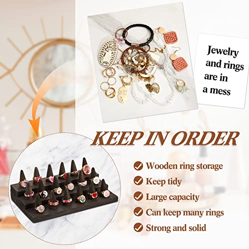 Juexica 18 Fingers Wood Ring Display Wooden Finger Ring Stand for Selling Jewelry Display Holder Showcase for Storage(Black Gray) - color: Black Gray