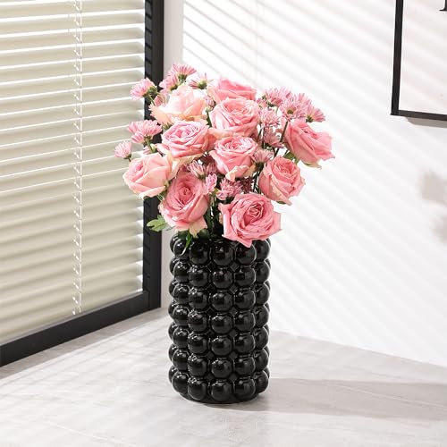 Black Bubble Vase, Black Ceramic Vase for Flowers, Tall Ceramic Vases for Boho Decor, Modern Vases for Living Room, Dinner Table, Bedroom, Wedding, Fireplace Mantel, 8.5 Inches - color: Black, size: Large