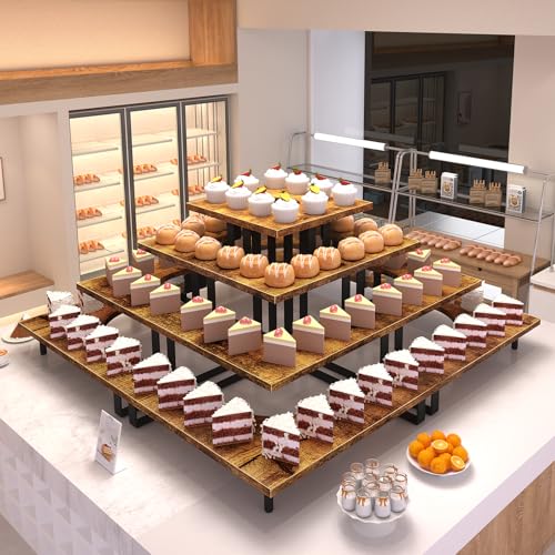 ELITEROO 4 Tier Display Riser Stand, Wood & Metal, Space Saving Corner Stand for Retail, Vendor & Home Use - size: Corner