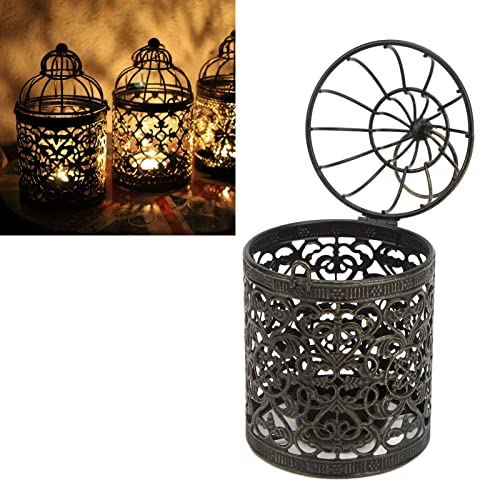 Vintage Iron Candle Holder Protection Elegant Style Tea Light Holders Terrace Party Ambience (B Brush Gold)
