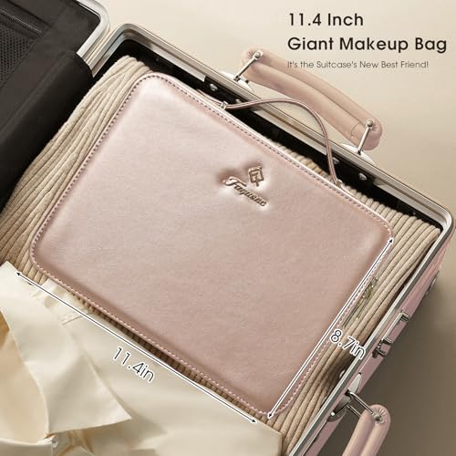 Leather Makeup Case with LED Lighted Mirror 11.4 Inch Travel Makeup Bag Adjustable Brightness in 3 Colors Cosmetic Organizer Artist Storage Bag with Dividers Brush Holder Bag Vanity Champagne Gold - color: WD-Champagne Gold 11.4 Inch, size: 2-Medium