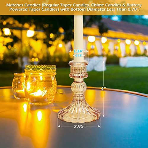 DARJEN Candlestick Holders Set, 4" H Taper Candle Holders Bulk, 12Pcs Gold Glass Candle Holders for Wedding, Festival, Party & Windowsill Decor - color: Gold Striped Pattern