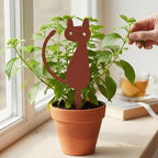 Elegant Cat Metal Garden Stake – Powder-Coated Steel Plant Pick for Pots & Planters, Rustic Indoor/Outdoor Decorative Accent