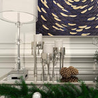 CosmoLiving by Cosmopolitan Aluminum Metal Abstract Decorative Candle Holder Melting Drip Candle Stand, Set of 3 Candlestick Holder 12", 10", 8"H, Silver - color: Silver