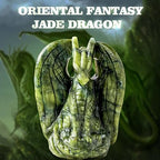 Apengshi Dragon Statue Natural Green Jade Crystal Animal Figurine, Decorative Collectible Sculpture for Home Office Desk Gift for Teen Men Women, for Gamers & Collectors(Classic Style)