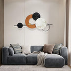 BECHAEO 3D Large Metal Wall Art Decor for Living Room 40"x19" Round Wall Accents Modern Luxury Wall Sculptures Hanging Wall Deco for Dinning Room Bedroom Entryway Office Outdoor